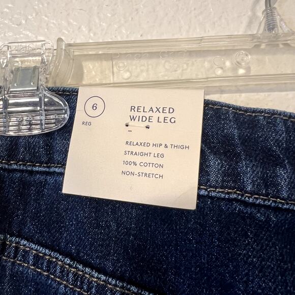 Universal Thread Blue Cotton Denim Dark Wash Wide Leg Straight Jeans Size 6R NWT - Picture 5 of 11
